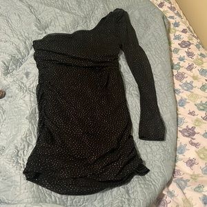 Lucy In The Sky Sparkly Black One Shoulder Homecoming Mini Dress